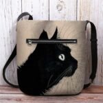 Women's Black Cat Print Crossbody Bag – Stylish Casual - Image 7