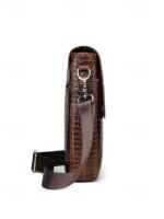 Men's Luxury Crocodile Embossed Leather Satchel - - Image 5