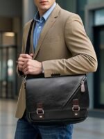 Men's Faux Leather Messenger Bag – Vintage Business - Image 4