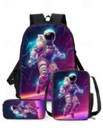 Kids' 3-Piece Astronaut Backpack Set – Colorful Galaxy - Image 16