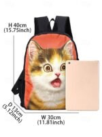 Kids cute cat theme three-piece backpack set, Including - Image 8