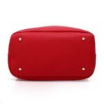 Women's Red Faux Leather Handbag with Gold Lock and Chain - Image 10