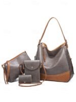 4-Piece Women's Handbag Set – Faux Leather Shoulder Bag, - Image 13