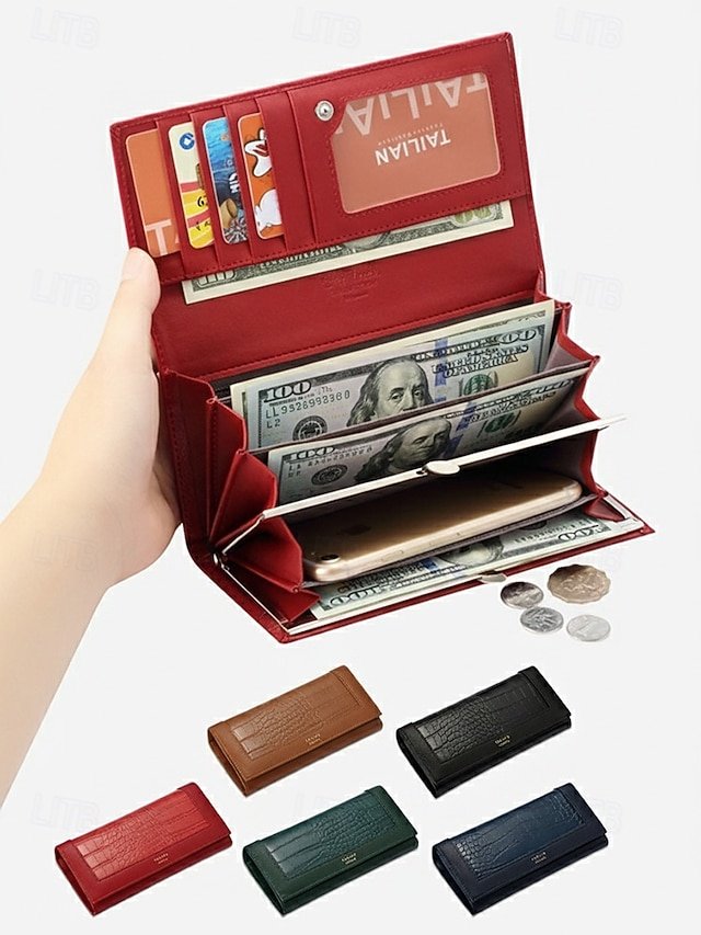 ctphna1756979362951 Women's Crocodile Pattern Faux Leather Long Wallet with - Image 1