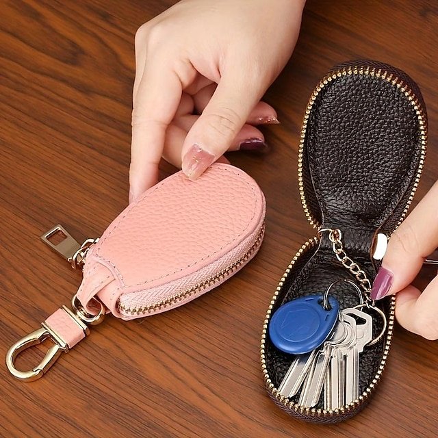 cyfatp1699076545473 Faux Leather Zipper Key Case – Compact Key Organizer with - Image 1