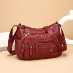 Women's Faux Leather Quilted Crossbody Bag with Multiple - Image 10