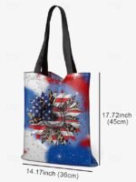 American Flag Sunflower Print Tote Bag with Starry Background, - Image 3