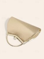 Women's Gold Pleated Evening Handbag with - Image 3