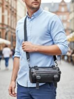 Men's Black & Brown Faux Leather Crossbody Bag – - Image 12