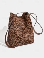 Women's Suede-Like Faux Leather Tote with Leopard print, - Image 7