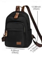 Women's Khaki Waterproof Nylon Backpack with Multi Zipper - Image 10