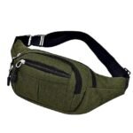 Unisex Multi-Pocket Canvas Crossbody Waist Bag, Adjustable Belt - Image 17