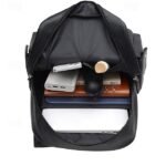 Men's Vintage Faux Leather Backpack with Buckle Straps, - Image 9
