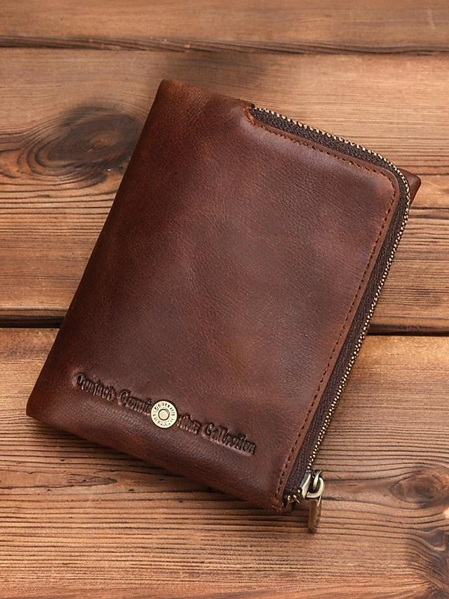 fvovax1753767759509 Men's RFID Blocking Cowhide Leather Bifold Wallet with - Image 1