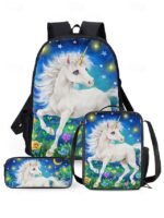 Girls'3-Piece Unicorn Backpack Set with Lunch Bag and - Image 16