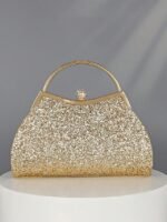 Women's Glitter Evening Clutch Bag – Sparkly Gold Handbag