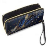 Women's Large Capacity Wallet with Gilded Feather Print, - Image 5