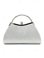 Women's Gold Pleated Evening Handbag with - Image 12