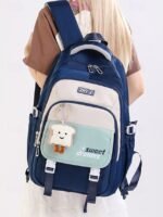 Teen Large Capacity Waterproof Backpack with Cute Toast Pendant - Image 19