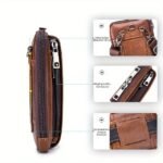 Sleek Brown Leather Vertical Sling Bag - Compact Men's - Image 9