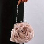 Women's Rose Flower Evening Clutch – Elegant Satin Purse