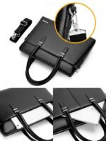 Men's Faux Leather Business Briefcase with Detachable - Image 5
