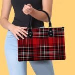 Women's Red Tartan Plaid Handbag with Adjustable Strap – - Image 3