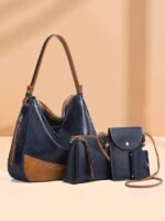 4-Piece Women's Handbag Set – Faux Leather Shoulder Bag, - Image 4