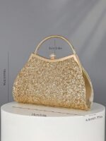 Women's Glitter Evening Clutch Bag – Sparkly Gold Handbag - Image 8