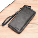 Men's Faux Leather Zipper Wallet with Multiple Card Slots - Image 12