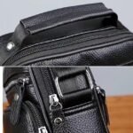Men's Black Leather Crossbody Messenger Bag – - Image 11