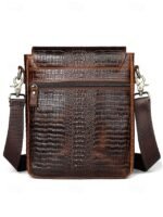 Men's Luxury Crocodile Embossed Leather Satchel - - Image 6