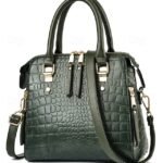 Women's Faux Leather Crocodile Pattern Handbag with Tassel
