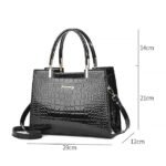 Women's Black Crocodile Pattern Leather Handbag | Elegant - Image 7