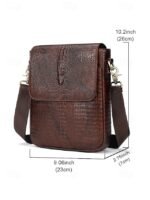 Men's Luxury Crocodile Embossed Leather Satchel - - Image 11