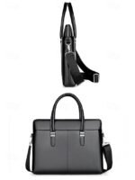 Men's Faux Leather Business Briefcase with Detachable - Image 4