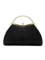 Women's Gold Pleated Evening Handbag with - Image 13