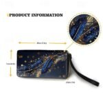 Women's Large Capacity Wallet with Gilded Feather Print, - Image 9