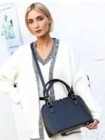 Women's 3-Piece Brown Woven Faux Leather Handbag Set – - Image 3