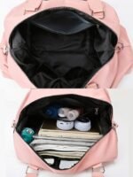 Women's Fashion Pink Nylon Duffel Bag - Multifunctional - Image 7