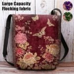 Vintage Floral Crossbody Bag with Butterfly Print, Lightweight