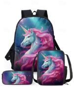Girls 3-Piece Unicorn Backpack Set - Galaxy Print School Bag - Image 18