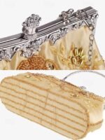 Women's Vintage Green Velvet Handbag with Beaded Floral - Image 4