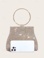 5PCS Elegant Crystal Evening Clutch with Gold Ring Handle – - Image 5