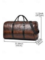 Men's Crocodile Pattern Faux Leather Weekender Bag with - Image 11