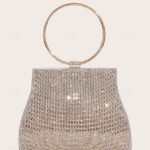 5PCS Elegant Crystal Evening Clutch with Gold Ring Handle –