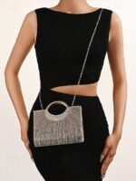 Women's Rhinestone Evening Clutch Bag with Round Handle – - Image 3