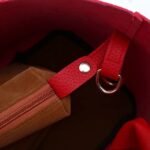 Women's Red Faux Leather Handbag with Gold Lock and Chain - Image 5