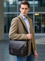 Men's Faux Leather Messenger Bag – Vintage Business - Image 5