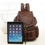 Women's Vintage Faux Leather Backpack with Multiple Pockets - Image 6